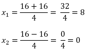 Solusi Akar-akar persamaan kuadrat 2x^2-16x=0 dengan Rumus ABC